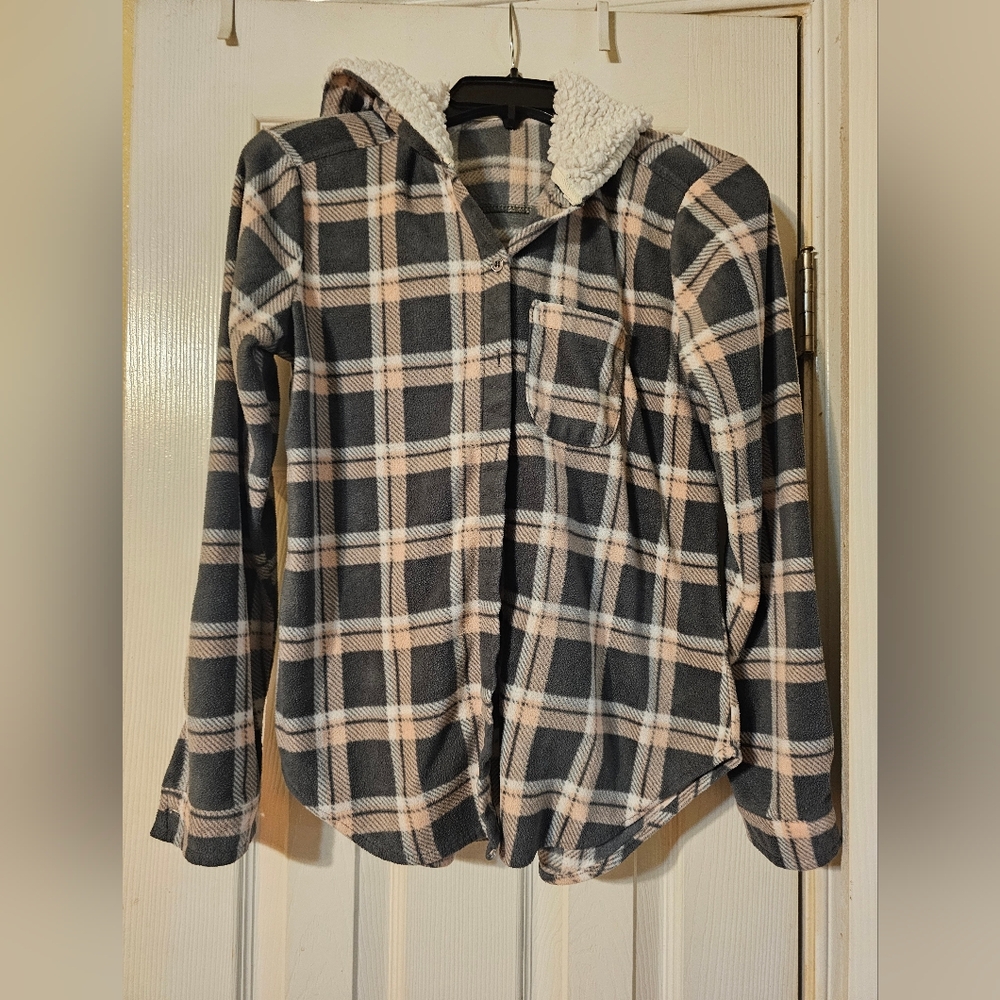 Ultra Flirt Cozy Plaid Shirt with Sherpa Lining